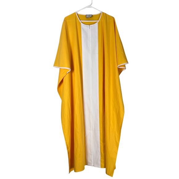 Tuckernuck Summers in St. Tropez Celeste Caftan Yellow White ML Resort Old Money - Picture 1 of 7
